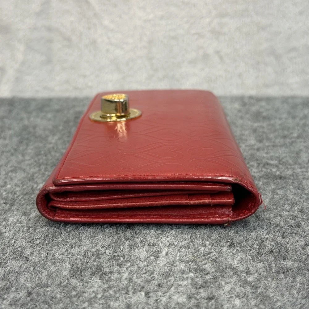 Lovcat‎ Wallet Womens Red Leather Rhinestone Heart Embossed Valentine